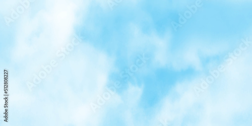 Fresh and clear blue sky background with fluffy and blurry clouds, Natural blurry and cloudy sky with watercolor shades, beautiful bright and clear sky background for summer season and any design.