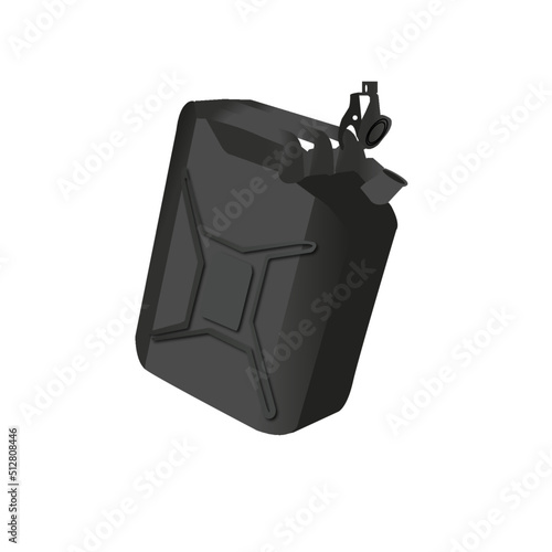 fuel canister. Vector illustration of isolated black canister on white background. Canister with gasoline.