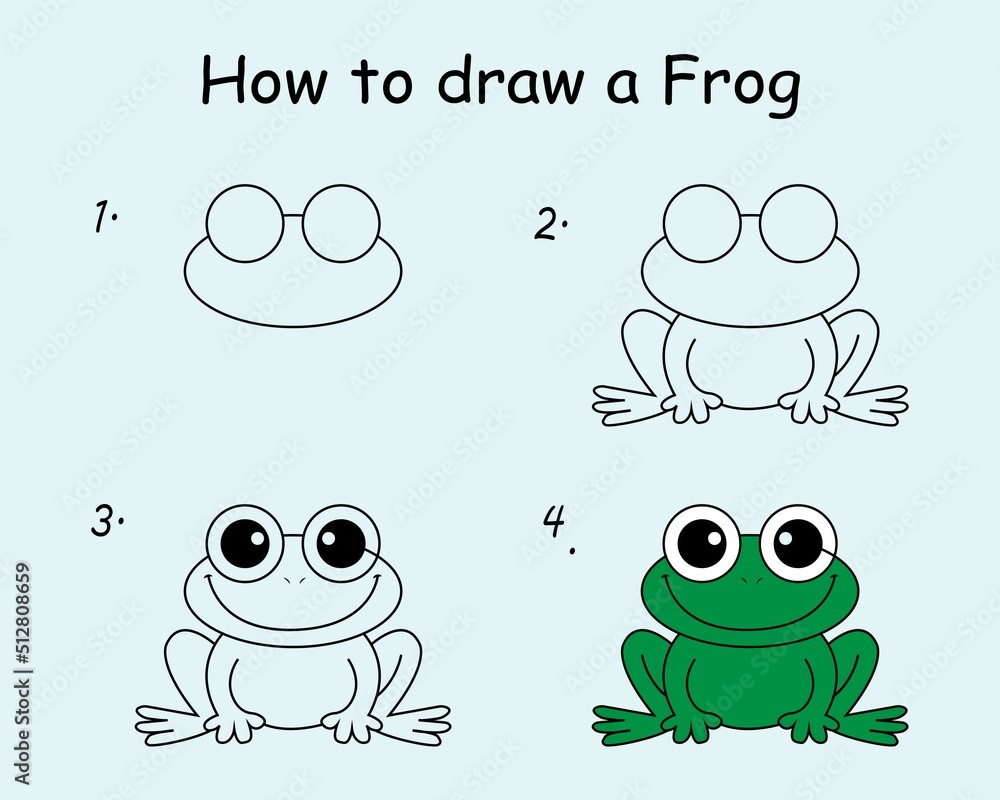 Step by step to draw a Frog. Drawing tutorial a Frog. Drawing ...