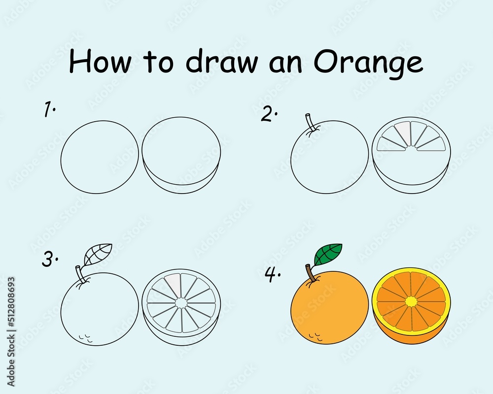 Step by step to draw an Orange. Drawing tutorial an Orange. Drawing ...