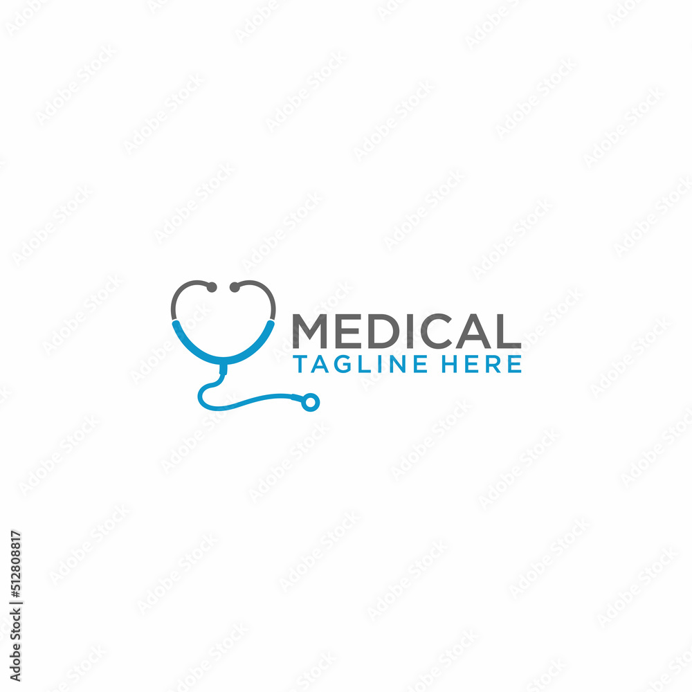 medical health care logo icon with stethoscope, vector