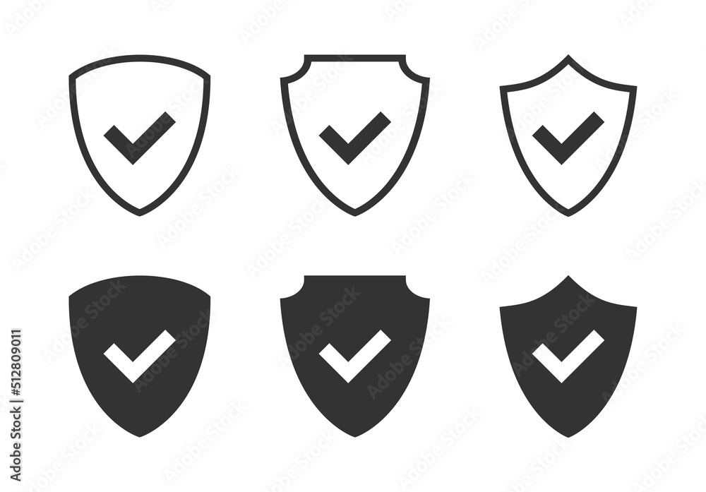 Shield with a checkmark in the middle Protection icon concept. Shield check mark icon. Vector illustration.