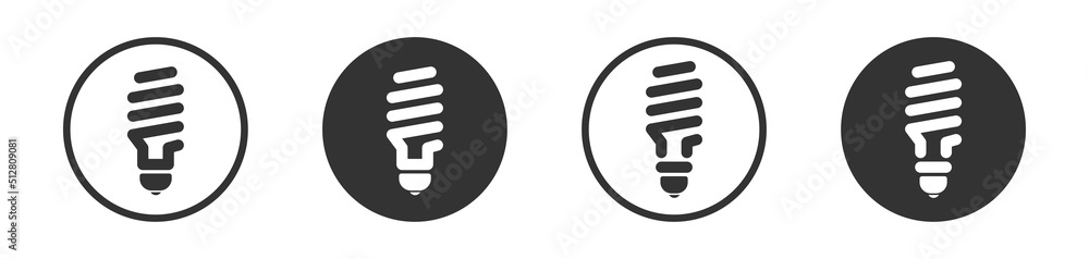 Energy saving fluorescent light bulb icon. Fluorescent lamp bulb sign icon. Vector illustration. Energy saving fluorescent light bulb icon. Fluorescent lamp bulb sign icon. Vector illustration.