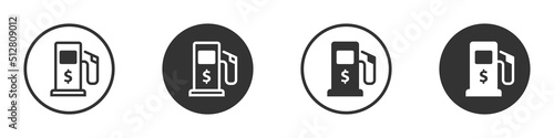 Gas station icon with dollar sign. Gasoline station symbol. Vector illustration.