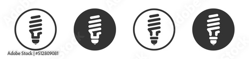Energy saving fluorescent light bulb icon. Fluorescent lamp bulb sign icon. Vector illustration.