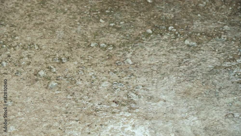 Drops of heavy rain fall on road. 4k video Drops of heavy rain fall on road. 4k video