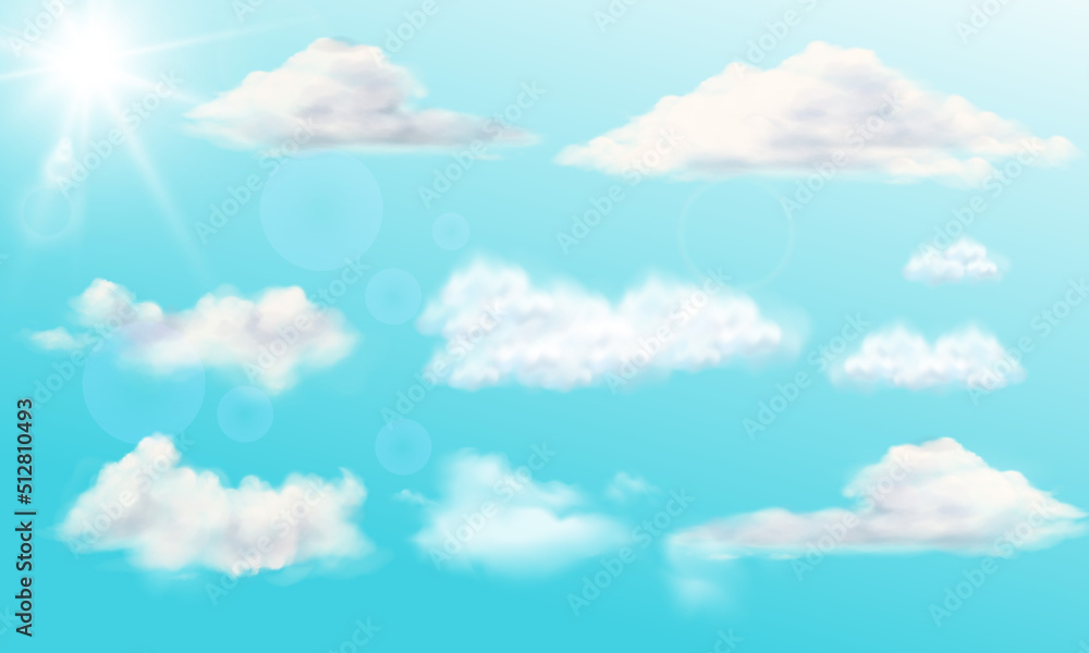 collection of clouds of various shapes, 3d vector illustration collection of clouds of various shapes, 3d vector illustration