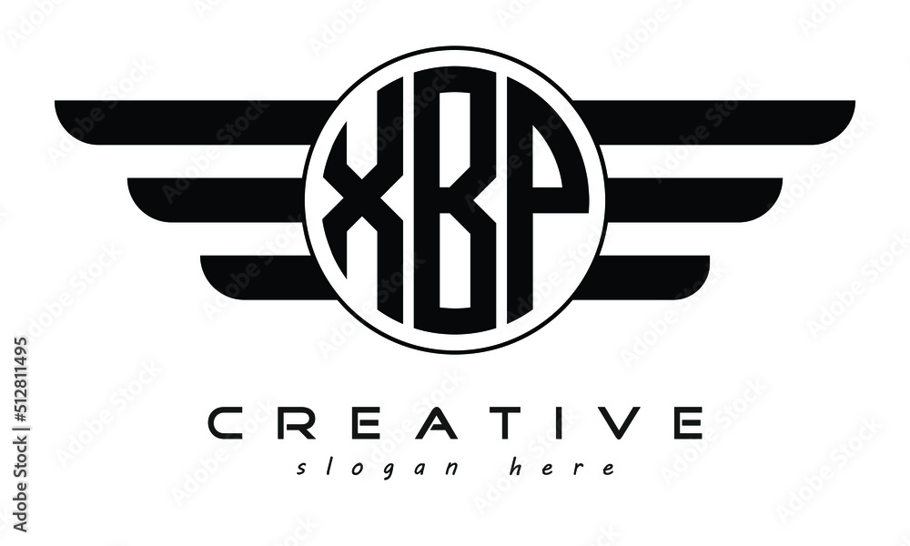 XBP three letter circle with wings logo design vector template ...