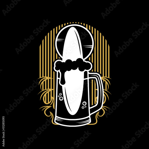 surf beer logo template, surf beer vector illustration