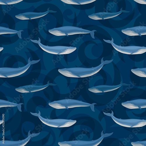 Canvastavla Seamless pattern with blue whales