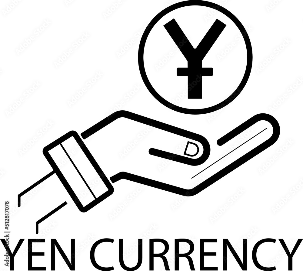 2d illustration yen currency sign on human hand 2d illustration yen currency sign on human hand