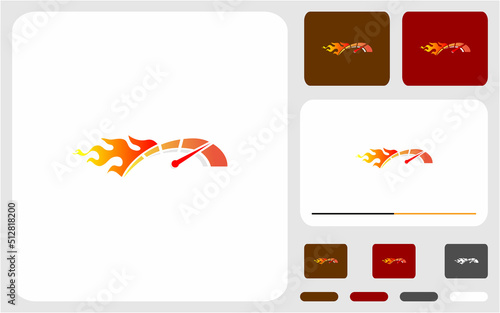 speedometer with fire logo design