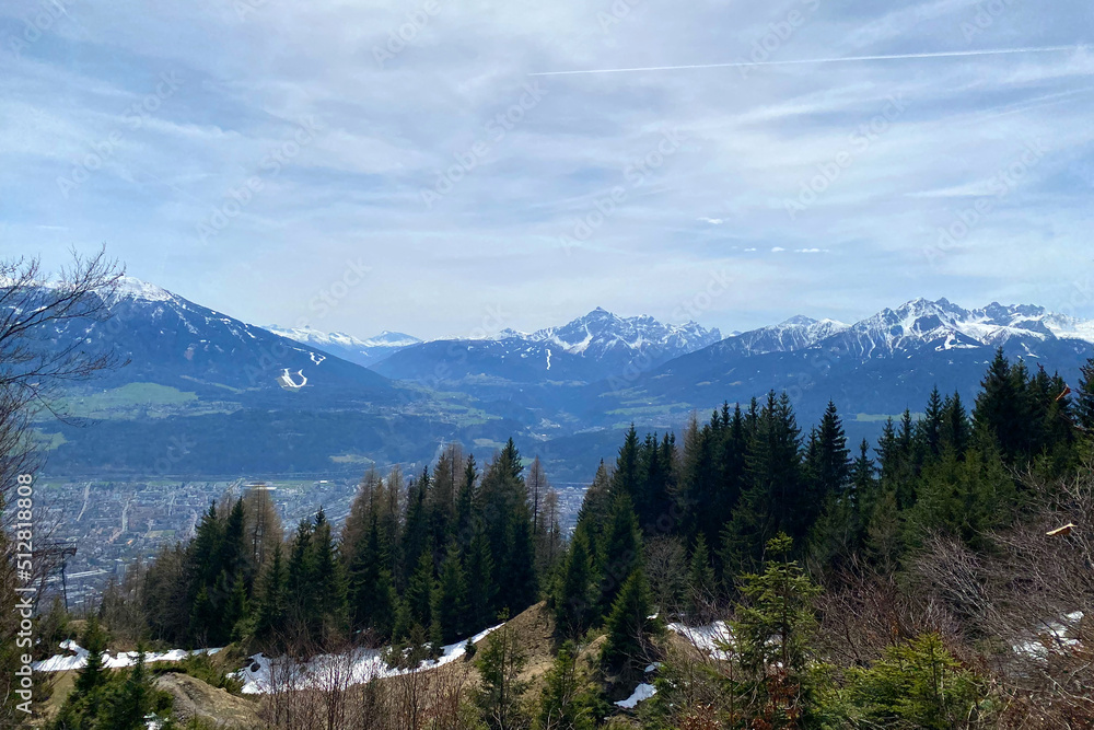 Landscape view and cityscape of Innsbruck, Austria.