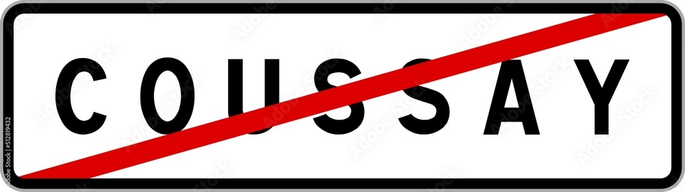 Panneau sortie ville agglomération Coussay / Town exit sign Coussay Panneau sortie ville agglomération Coussay / Town exit sign Coussay