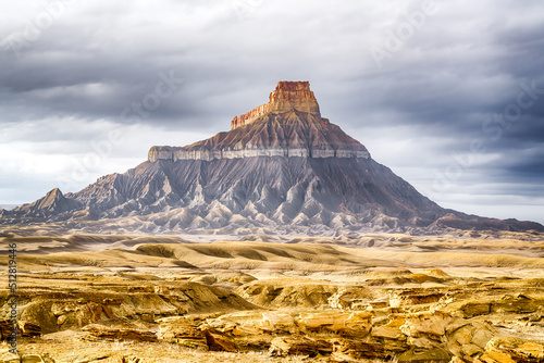 Factory Butte in the Caineville Badlands of Utah photo