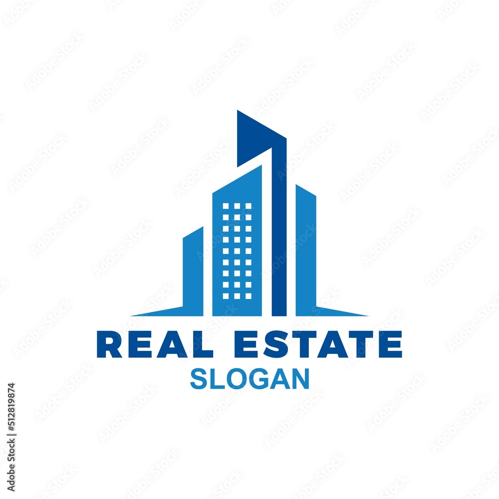 blue real estate logo vector te,plate