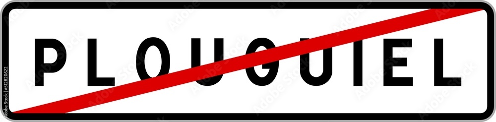 Panneau sortie ville agglomération Plouguiel / Town exit sign Plouguiel Panneau sortie ville agglomération Plouguiel / Town exit sign Plouguiel