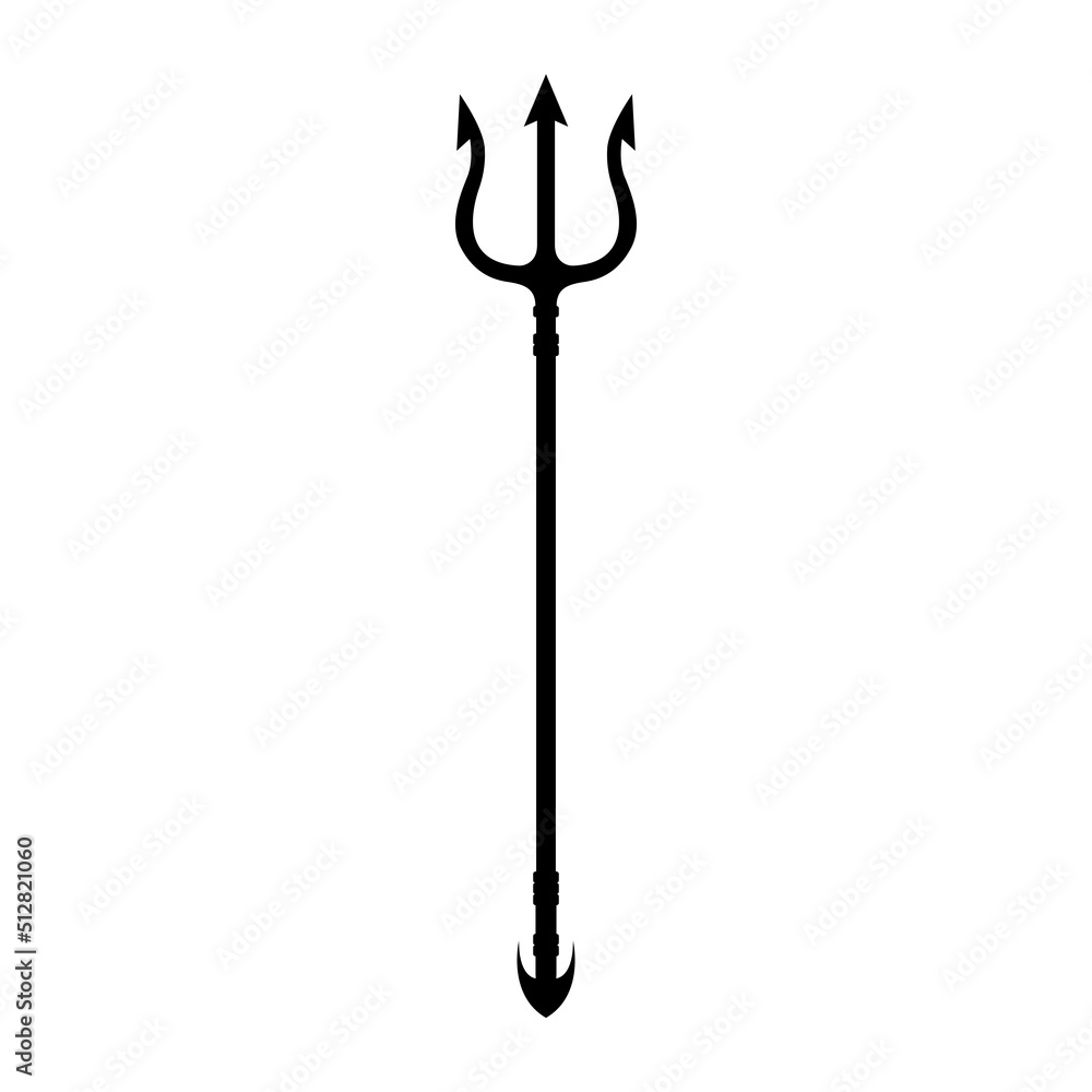 Trident Silhouette. Black and White Icon Design Element on Isolated White Background Trident Silhouette. Black and White Icon Design Element on Isolated White Background