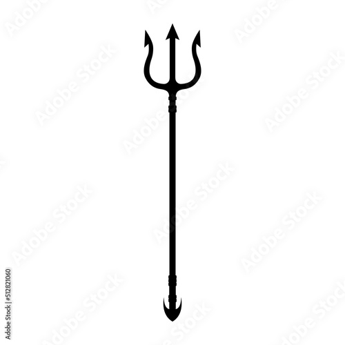 Trident Silhouette. Black and White Icon Design Element on Isolated White Background