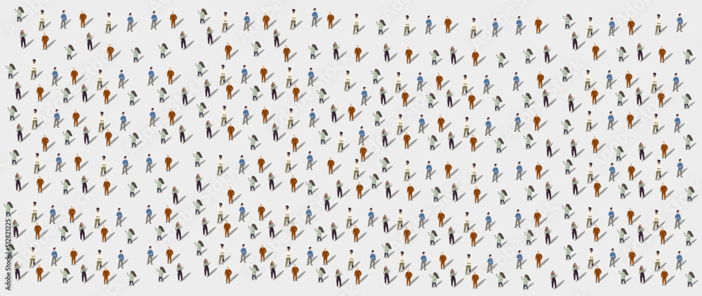 Vector flat illustration. Crowd of young and old men and women. Diverse group of stylish people standing together. Society or population, social diversity. Flat cartoon.
Vector flat illustration. Crowd of young and old men and women. Diverse group of stylish people standing together. Society or population, social diversity. Flat cartoon.
