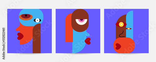 Different Faces vector illustration.