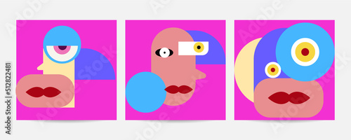 Different Faces vector illustration.