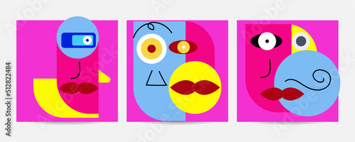 Different Faces vector illustration.