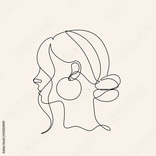Elegant one-line sketches of a female abstract face. Drawing of a woman's face in a minimalist style. Trendy illustration for cosmetics. Continuous line Art. Fashionable minimal print. Beauty logo. Ve