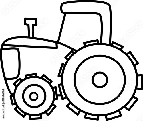 con black outline tractor on white background