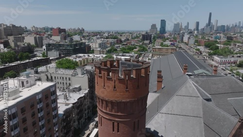 flying clockwise around turret of Atlantic Armory Shelter in Brooklyn photo