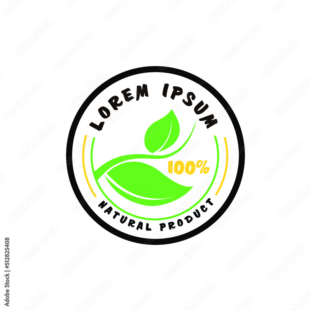 Green label and badge with leaves for organic, natural, bio and eco friendly products isolated on white background Green label and badge with leaves for organic, natural, bio and eco friendly products isolated on white background