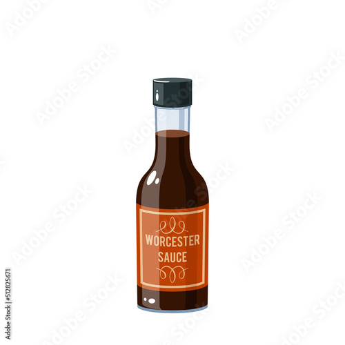 Worcester sauce bottle. Vector illustration cartoon icon isolated on white background. photo