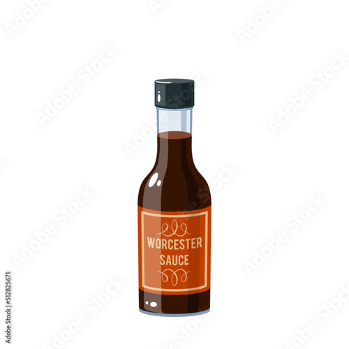 Worcester sauce bottle. Vector illustration cartoon icon isolated on white background.