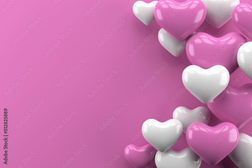 Valentines day background design. 3D rendering.