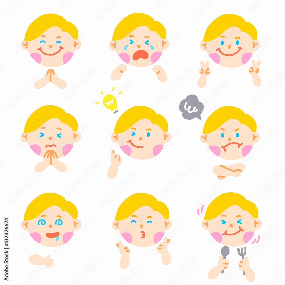 Cute Europe American Boy Blond Hair Blue Eye Kids Child Children Shcool Different Expression Emotion Emotional Emoticon Hands Doodle Character Feelings Faces Collection Set Icon Vector Illustration Cute Europe American Boy Blond Hair Blue Eye Kids Child Children Shcool Different Expression Emotion Emotional Emoticon Hands Doodle Character Feelings Faces Collection Set Icon Vector Illustration