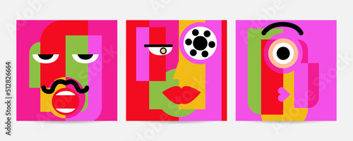 Modern abstract covers set, minimal covers design. Colorful geometric background, vector illustration.