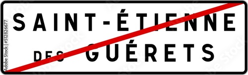 Panneau sortie ville agglomération Saint-Étienne-des-Guérets / Town exit sign Saint-Étienne-des-Guérets