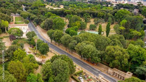 Photography Aerial view of Villa Borghese, a landscape garden in Rome, Italy