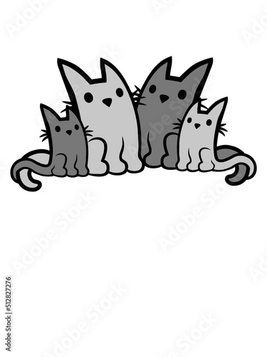 Sitzende kleine Katzen Familie 