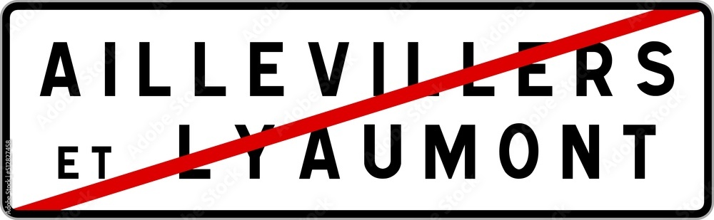 Panneau sortie ville agglomération Aillevillers-et-Lyaumont / Town exit sign Aillevillers-et-Lyaumont