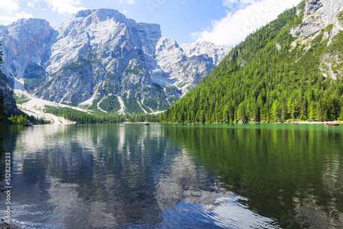 Lago di Braies  beautiful lake in the Dolomites