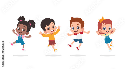 Group of happy children jumping
