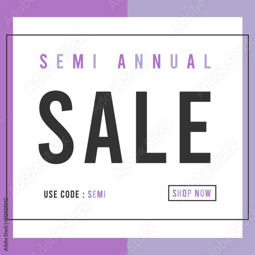 Sale banner, semi annual sale. Template for web, social media, promotion and advertising. photo