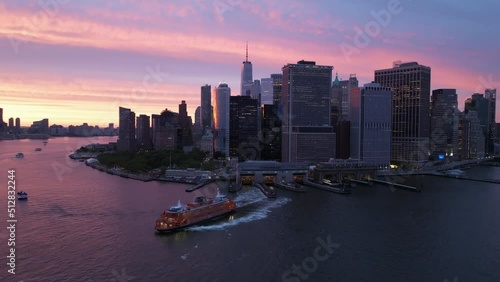 sunset clockwise around downtown NYC and Staten Island ferry
