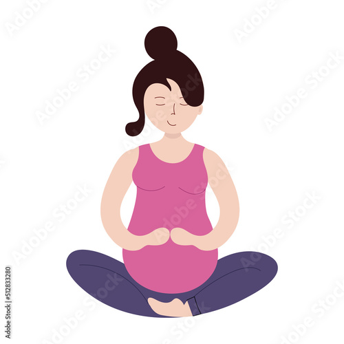 Yoga for pregnant women on white background for use in web design