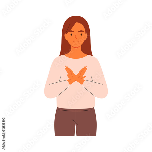 Woman gesturing NO. Vector illustration