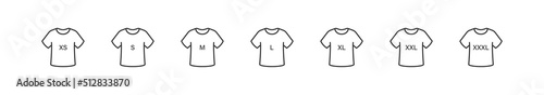 T-shirt size icon set. Line flat style label or tag sign simbol. Isolated vector illustration