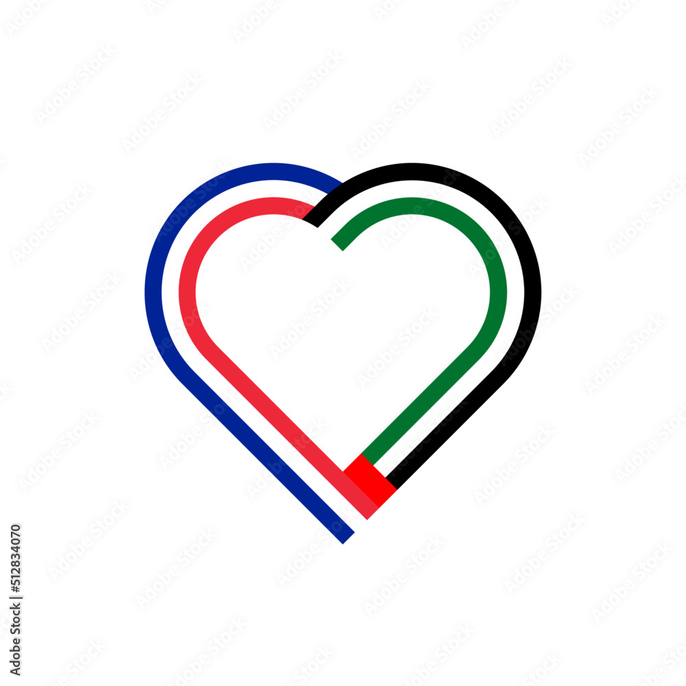 unity concept. heart ribbon icon of france and united arab emirates flags. vector illustration isolated on white background unity concept. heart ribbon icon of france and united arab emirates flags. vector illustration isolated on white background