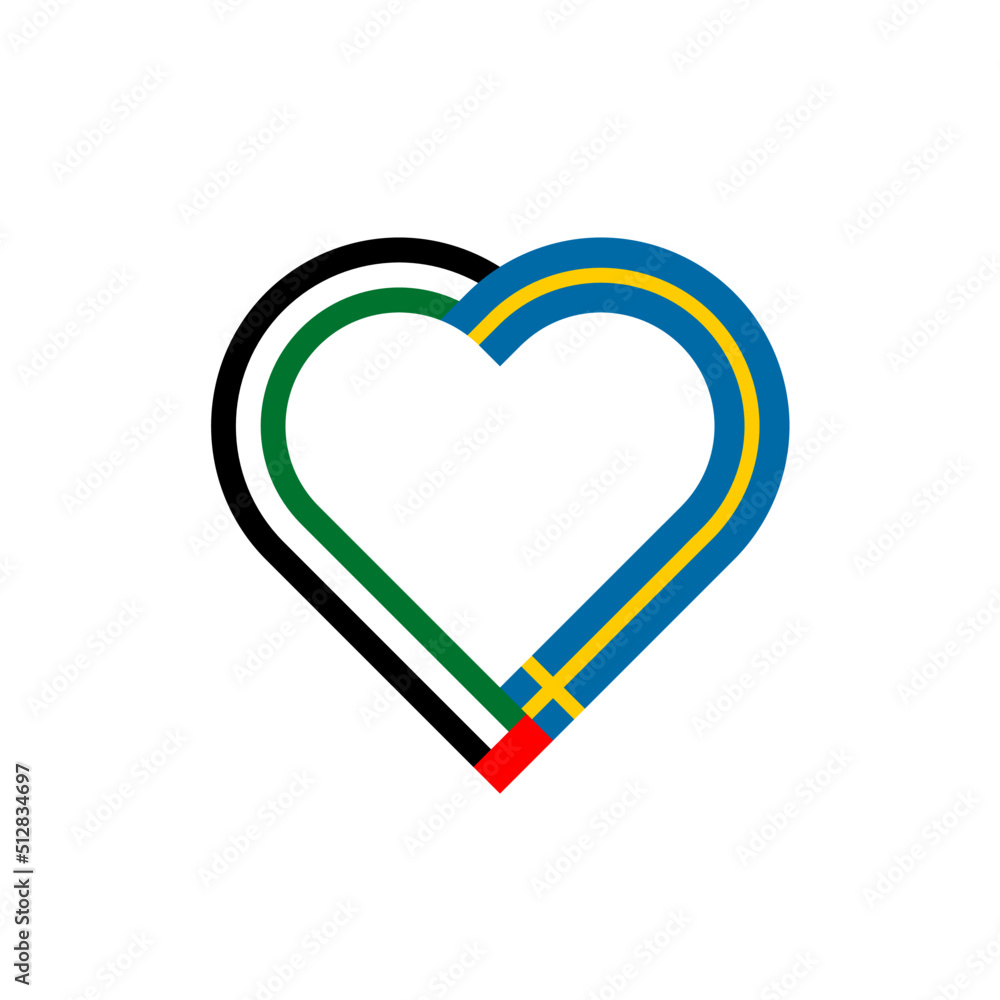 unity concept. heart ribbon icon of united arab emirates and sweden flags. vector illustration isolated on white background unity concept. heart ribbon icon of united arab emirates and sweden flags. vector illustration isolated on white background