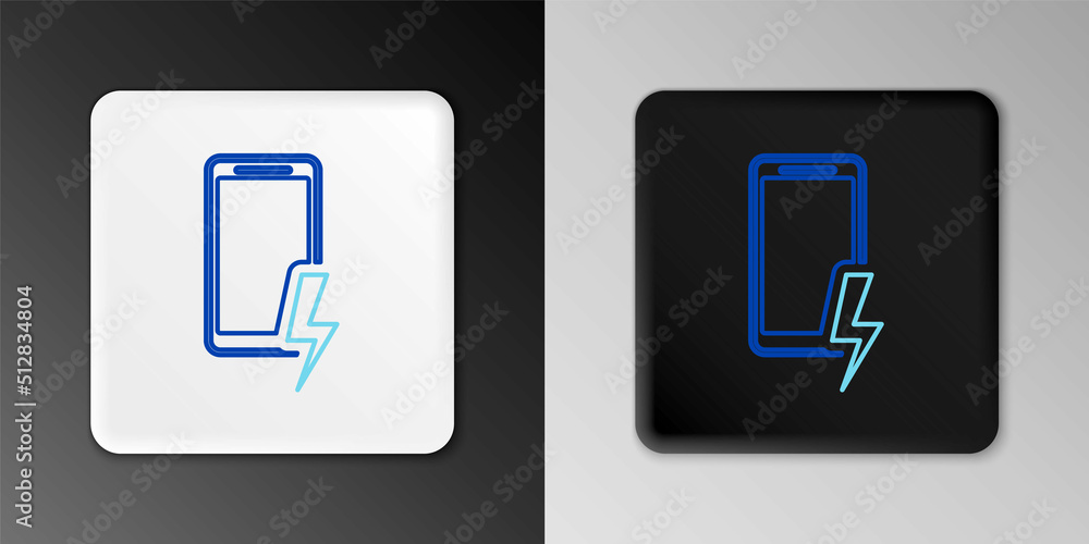 Line Smartphone charging battery icon isolated on grey background. Phone with a low battery charge. Colorful outline concept. Vector Line Smartphone charging battery icon isolated on grey background. Phone with a low battery charge. Colorful outline concept. Vector